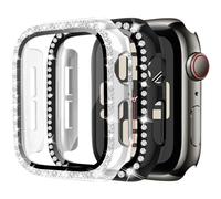 MYAPULUA Lot de 2 coques de protection pour Apple Watch 40mm 41mm 44mm 42mm 45mm 46mm pour femme, PC rigide à paillettes diamantées, protection complète d'écran pour iWatch Series 10 9 8 7 6 5 4 SE