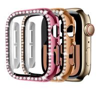 MYAPULUA Lot de 2 coques de protection pour Apple Watch 40mm 41mm 44mm 42mm 45mm 46mm pour femme, PC rigide à paillettes diamantées, protection complète d'écran pour iWatch Series 10 9 8 7 6 5 4 SE