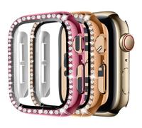 MYAPULUA Lot de 2 coques de protection pour Apple Watch 40mm 41mm 44mm 42mm 45mm 46mm pour femme, PC rigide à paillettes diamantées, protection complète d'écran pour iWatch Series 10 9 8 7 6 5 4 SE