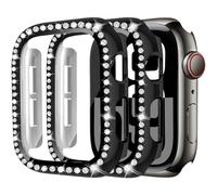 MYAPULUA Lot de 2 coques de protection pour Apple Watch 40mm 41mm 44mm 42mm 45mm 46mm pour femme, PC rigide à paillettes diamantées, protection complète d'écran pour iWatch Series 10 9 8 7 6 5 4 SE