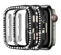 MYAPULUA Lot de 2 coques de protection pour Apple Watch 40mm 41mm 44mm 42mm 45mm 46mm pour femme, PC rigide à paillettes diamantées, protection complète d'écran pour iWatch Series 10 9 8 7 6 5 4 SE