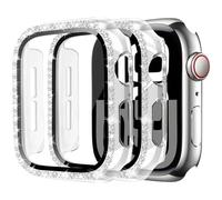 MYAPULUA Lot de 2 coques de protection pour Apple Watch 40mm 41mm 44mm 42mm 45mm 46mm pour femme, PC rigide à paillettes diamantées, protection complète d'écran pour iWatch Series 10 9 8 7 6 5 4 SE