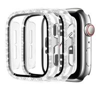 MYAPULUA Lot de 2 coques de protection pour Apple Watch 40mm 41mm 44mm 42mm 45mm 46mm pour femme, PC rigide à paillettes diamantées, protection complète d'écran pour iWatch Series 10 9 8 7 6 5 4 SE