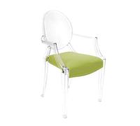 MYAREADESIGN set de 4 chaises KARTELL LOUIS GHOST avec le coussins IL CUSCINO (Vert acide cod. 11 - Eco-cuir Greta)