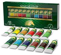 Myartscape Gouache - 12 x 12 ml tubes - Couleurs pro pour papier aquarelle, Illustration Board & Artboard - Noir et blanc inclus - Fournitures d'art, parfait pour artistes et illustrations de qualité