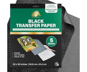 MyArtscape Lot de 5 feuilles de papier de transfert graphite - 50,8 x 91,4 cm - Papier carbone ciré pour le traçage - Noir