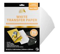 MyArtscape Papier transfert graphite, 20 feuilles blanches, sans cire, effaçable, sans bavure, idéal pour le dessin et le traçage, fournitures d'art et d'artisanat de qualité supérieure