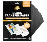 MyArtscape Papier transfert graphite, 20 feuilles noires, sans cire, effaçable, sans bavure, idéal pour le dessin, le traçage et le transfert d'aquarelle - Fournitures d'art et d'artisanat de qualité