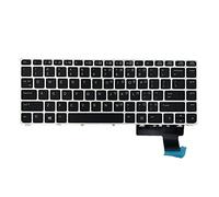 Myazs Clavier anglais pour ordinateur portable EliteBook 9470m 9470 9480 9480 9480 m Cadre argenté sans rétroéclairage et disposition US Clavier