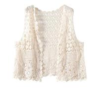 Myazs Gilet sans manches ethnique en tricot pour femme Motif cercles Couleur unie, Noir , taille unique