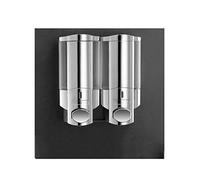 MYBA Distributeur de Savon Distributeur de Savon Mural 400ml Manuel Shampooing Dispensers Double Liquide Gel Douche Distributeur de Savon Pompe Shampooing Porte-Distributeur Pompe à Savon