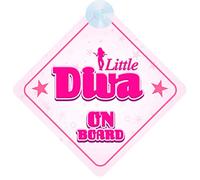 mybabyonboard UK Little Diva on Board Panneau de voiture pour enfants/filles Motif personnage non personnalisé