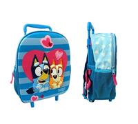 mybagstory - Bluey - Sac à roulettes Enfant 3D 36x25x14 cm - Trolley Maternelle avec poignée télescopique et roulettes - Sac école Un Compartiment - pour Filles