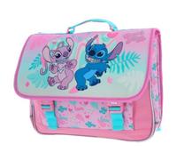 mybagstory | Cartable Stitch et Angel | 2 Compartiments | 41 cm | Cartable idéal pour le CP et l école primaire. Collection Love rose et bleu avec bandes réfléchissantes pour la sécurité.