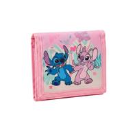 mybagstory | Portefeuille Stitch et Angel | 3 Compartiments | Rose | Portefeuille collection Love avec fermeture velcro. Idéal dès 3 ans pour ranger l argent de poche en toute sécurité.