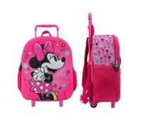 mybagstory - Sac à dos à roulettes 3D fille Minnie Mouse - Rose - Enfant - Ecole - Maternelle - Garderie - Cartable fille - Bretelles réglables - Idée Cadeau - roulettes, 30,5 cm