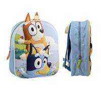 mybagstory -Sac à dos Bluey 3D - Enfant 30x25x5 cm - Effet relief - 1 compartiment zippé + poche filet - Bretelles ajustables - Sac école maternelle - idée cadeau