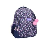 mybagstory | Sac à dos | Double compartiment | Fleuri 44x24x33cm | Design Flower Bomb avec pompons décoratif. Idéal pour les étudiants et professionnels. Polyester résistant aux éclaboussures.