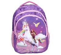mybagstory | Sac à Dos Fille Unicorn Academy | Cartable Scolaire Sophia et Wildstar Violet | 3 Compartiments Spacieux avec Bretelles Rembourrées | Idéal Primaire et Loisirs dès 6 Ans