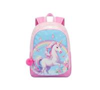 mybagstory | Sac à dos licorne | 2 Compartiments | 38x28x16 cm | Magnifique design rose idéal pour l école primaire. Modèle ultra pratique doté de deux grands espaces de rangement séparés.