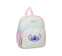 mybagstory - Sac à Dos Lilo et Stitch à Rayures | Cartable Fille et Garçon dès 4 Ans, Petit Sac Scolaire Maternelle Vert et Rose, Bagage Enfant Disney et Compartiment Gourde.