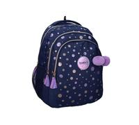 mybagstory | Sac à Dos | Motif Pois | Bleu 44cm | Collection Studio V Dazzling Dots de 44x24x33 cm avec détails citrouille offrant un grand espace pour l'école