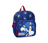 mybagstory - Sac à dos Sonic bleu 29 cm - Léger et résistant - Bretelles ajustables rembourrées - Poche principale, poche frontale et poches filet - Idéal maternelle, loisirs ou sorties enfant