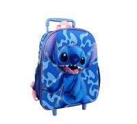 mybagstory - sac a dos Stitch catable fille maternelle -Trolley - Bleu - Enfant - Ecole - Garderie - Primaire - Taille 30,5 cm - Bretelles réglables - Roulettes - Idée Cadeau - 100 ans Disney