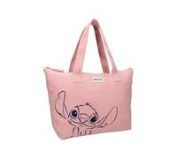 mybagstory - Sac Shopping en velours côtelé Stitch rose - Femme - Adolescente - Plage - Courses - Lycée - Collège - Taille 48 cm - Bretelles