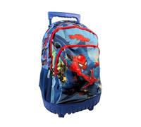 mybagstory - Spiderman - Sac à roulettes garçon 43x33x20,5 cm - Trolley Scolaire avec 3 Compartiments zippés - Poignée télescopique et roulettes - Cartable Primaire