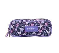 mybagstory | Trousse Scolaire | Milky Kiss Fleurs | Bleu 22cm | Format rectangulaire de 8x9x22 cm idéal pour ranger les fournitures scolaires avec de jolies tirettes à pompons