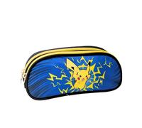 mybagstory - Trousse Scolaire Pokémon - Double Compartiment - 22,5 x 9,5 x 7,3 cm - Fermeture zippée - Trousse garçon école Primaire- idée Cadeau