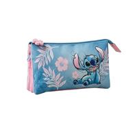 mybagstory | Trousse Scolaire Stitch | 3 Compartiments | Bleu et Rose