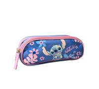 mybagstory - Trousse Scolaire Stitch - Double Compartiment - 22,5 x 9,5 x 7,3 cm - Fermeture zippée - Trousse Fille école Primaire- idée Cadeau