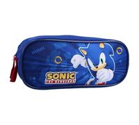 mybagstory - Trousse - Trousse Double Compartiments - Enfant - Ecole - Maternelle - Garderie - Garçon - Taille 22 cm - Idée Cadeau - Fille (Sonic - Bleu)