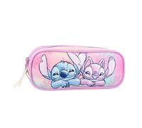 mybagstory - Trousse Stitch & Angel Disney 22 x 9 x 8 cm | Trousse Scolaire Double Compartiment | Rangement Stylos Crayons | Design Officiel Fille Pastel | Accessoire École Primaire