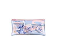 mybagstory - Trousse Stitch - Trousse plate garnie - Transparente - Enfant - Ecole - Maternelle - Garderie - Primaire - Trousse fille - Idée Cadeau - 18 cm