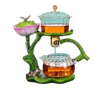 MYBAQ, Théière magnétique en forme de fleur de lotus, service à thé Kung Fu magnétique, ensemble à thé en verre semi-automatique, pour infuser des thés en vrac et des fleurs à la maison et au bureau