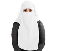 MyBatua 3 couches saqi niqab en georgette respirant, prix de gros, 1 pièce face voile NQ-003 (blanc)