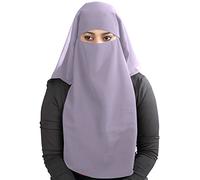 MyBatua 3 Layers Saudi Niqab In Breathable Georgette, Wholesale Price, 1pc Face Veil NQ-003 (Pale Purple)