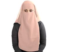 MyBatua 3 Layers Saudi Niqab In Breathable Georgette, Wholesale Price, 1pc Face Veil NQ-003 (Pale Salmon)