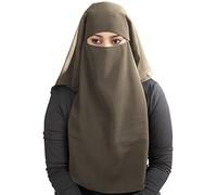 MyBatua Niqab saoudien à 3 couches en Georgette respirante, prix de gros, 1 voile pour le visage NQ-003, Taupe foncé, taille unique