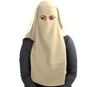 MyBatua Niqab saoudien à 3 couches en Georgette respirante, prix de gros, 1 voile pour le visage NQ-003, Sable de plage, taille unique