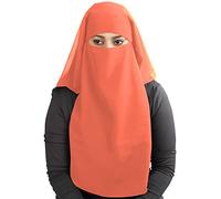 MyBatua Niqab saoudien à 3 couches en Georgette respirante, prix de gros, 1 voile pour le visage NQ-003, corail, taille unique