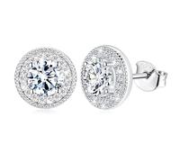 MYBELLNA Boucles d'oreilles à tige en moissanite pour femme, argent sterling 925 1.0 2.0 carats, couleur D, pureté VVS1, diamant rond brillant créé en laboratoire, pour femme et homme, cadeau de fête