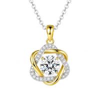 MYBELLNA Trinity Collier en moissanite pour femme avec nœud celtique | 1CT D Couleur VVS1 Clarté Brillant Coupe Ronde Collier Pendentif en Argent Sterling 925 pour Femme Cadeau pour Mère Maman