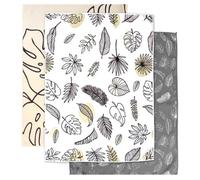 MYBO TV TORCHONGENIO - Lot de 3 Torchons de Cuisine Spécial Vaisselle 60x45 cm - Super Absorbant - Motif Feuille Vu à la Tv