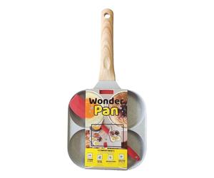 MYBO TV - WONDER PAN- Poêle 4 compartiments + Spatule en silicone et livret de recette telechargeable - antiadhésive - Cette poêle compartimentée permet de faire cuire 4 aliments différent