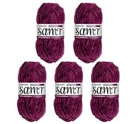 myboshi Lot de 5 pelotes de laine chenille douce pour crochet et tricot, en pelote XXL, parfaite pour l'amigurumi et les coussins, 100 % polyester moelleux, 100 g, L 100 m Violet (pieuvre)
