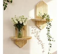 MYBSXKEOZ 2 Pcs Petite Etagere Murale Bois, Petites Étagères Flottantes Décoratives,Étagères Murales Flottantes En Bois Décor Boheme, Support Mural Étagère Pour Salon, Chambre, Entrée